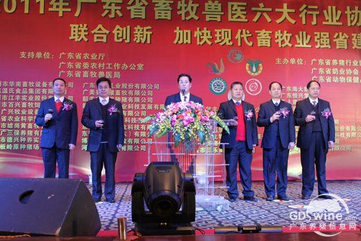 广东省畜牧兽医六大行业协会会长上台致祝酒辞